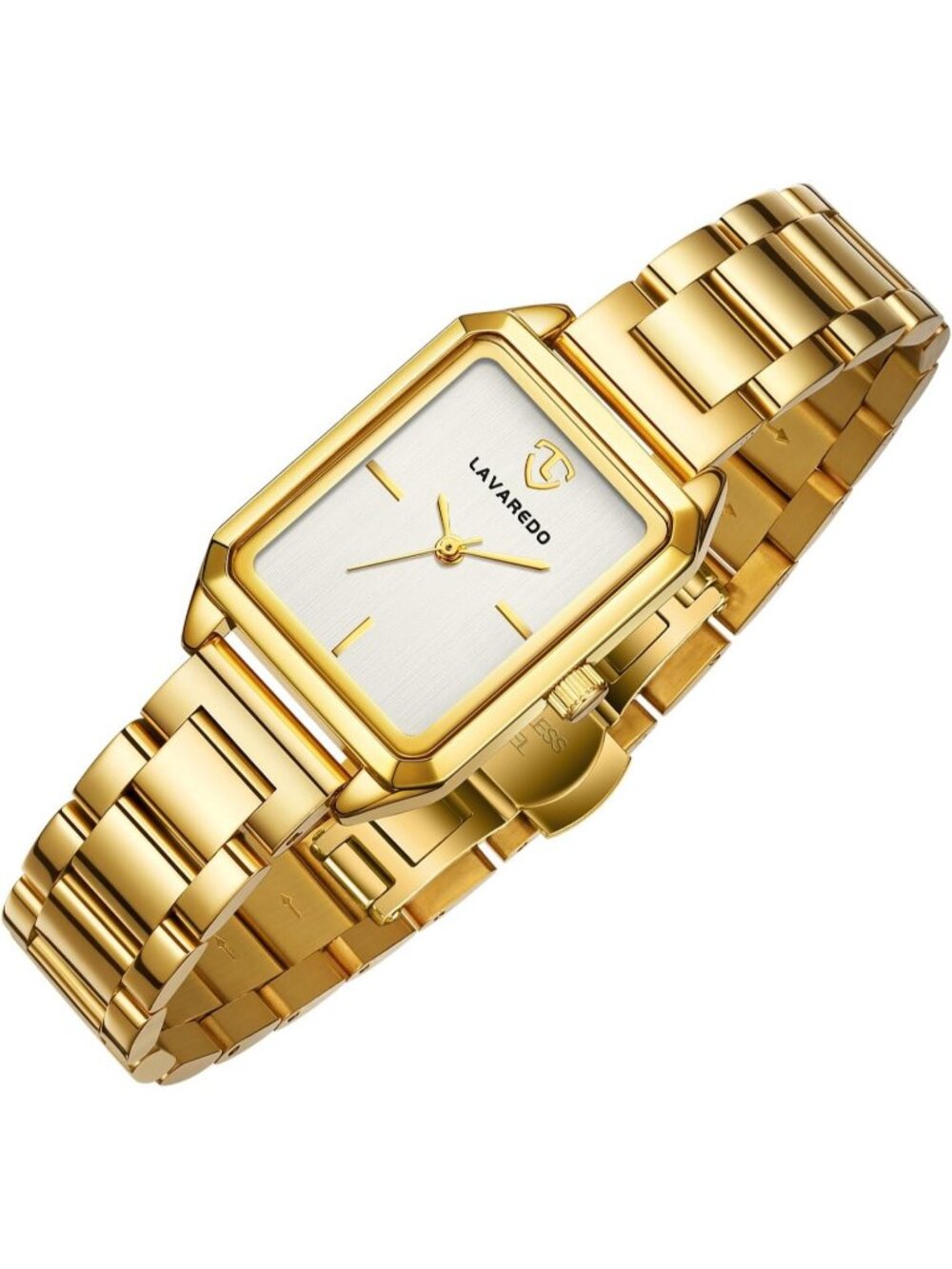 Womens Gold White Analog Quartz Stainless Steel Waterproof Luxury Bracelet Watch
